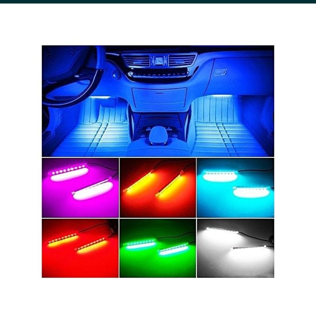 Kit interior LED 12 SMD RGB Cu Telecomanda, Controler Senzor De Sunet