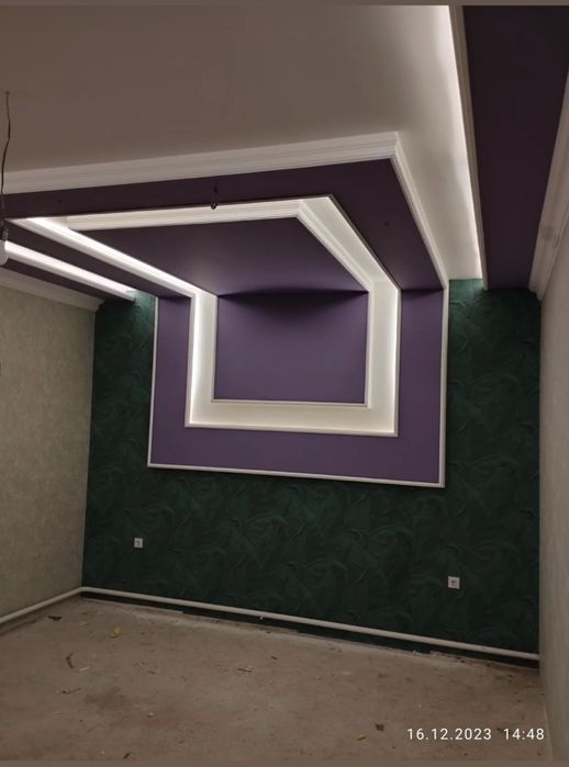 Работаем гипса картон паталок и стены