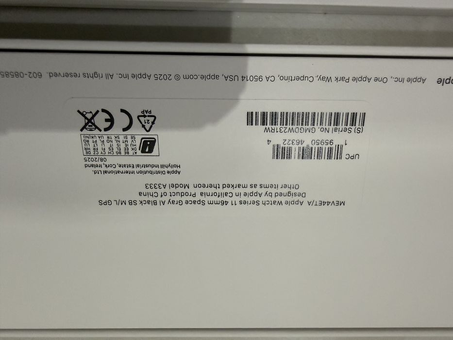 Apple Watch 11 GPS, Space Grey 46mm, Black Sport Band- M/L