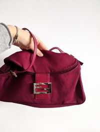 Fendi baguette cloth bag burgundy