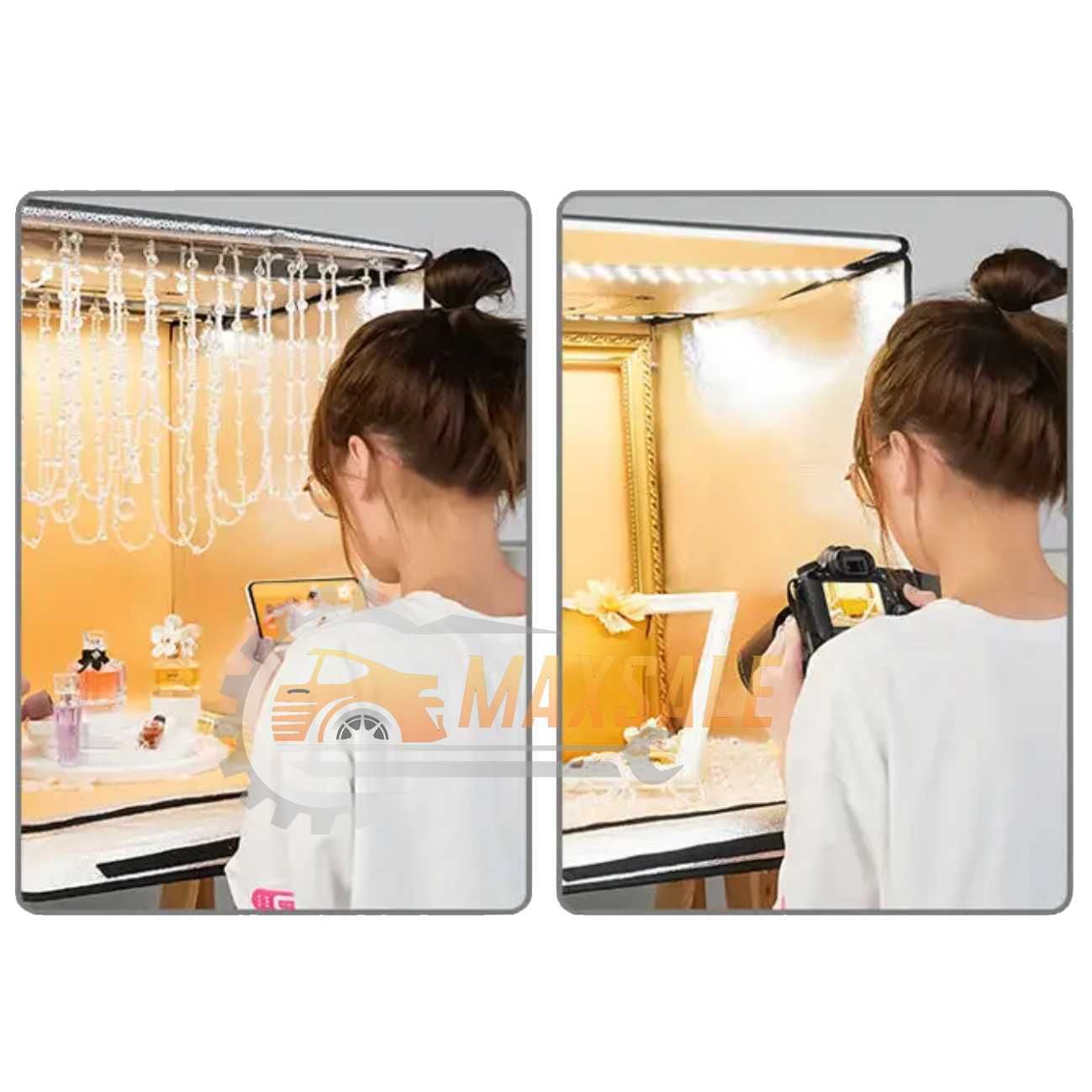 Фото кутия 80см фотобокс с осветление, 4 фона, захранване и чанта