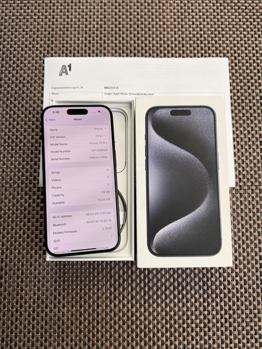 128!ЛИЗИНГ*49лв/м iPhone 15 pro *Blue Titanium айфон 15 про