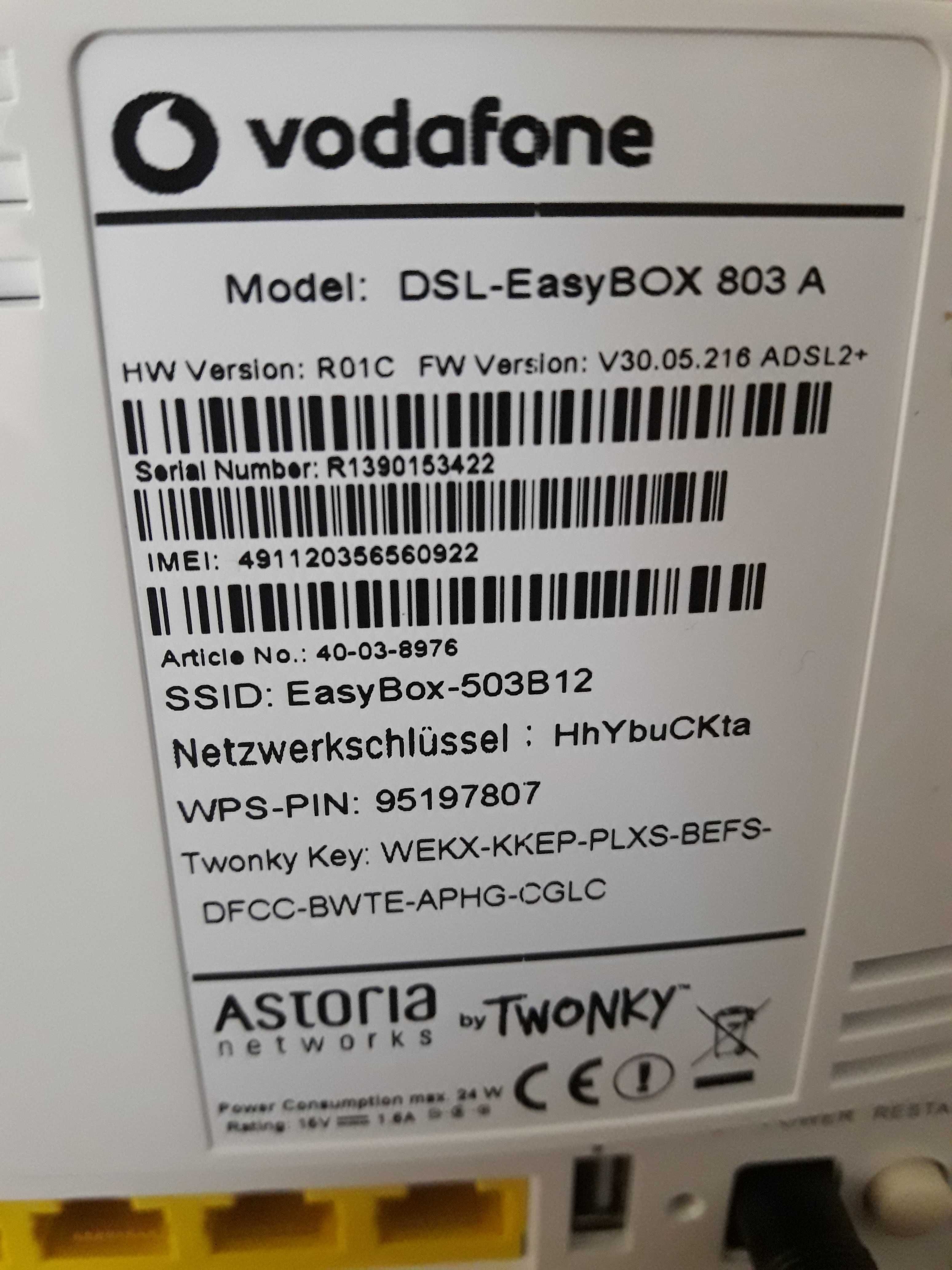 Router ISDN Vodafone model EASY BOX 803 wi-fi.