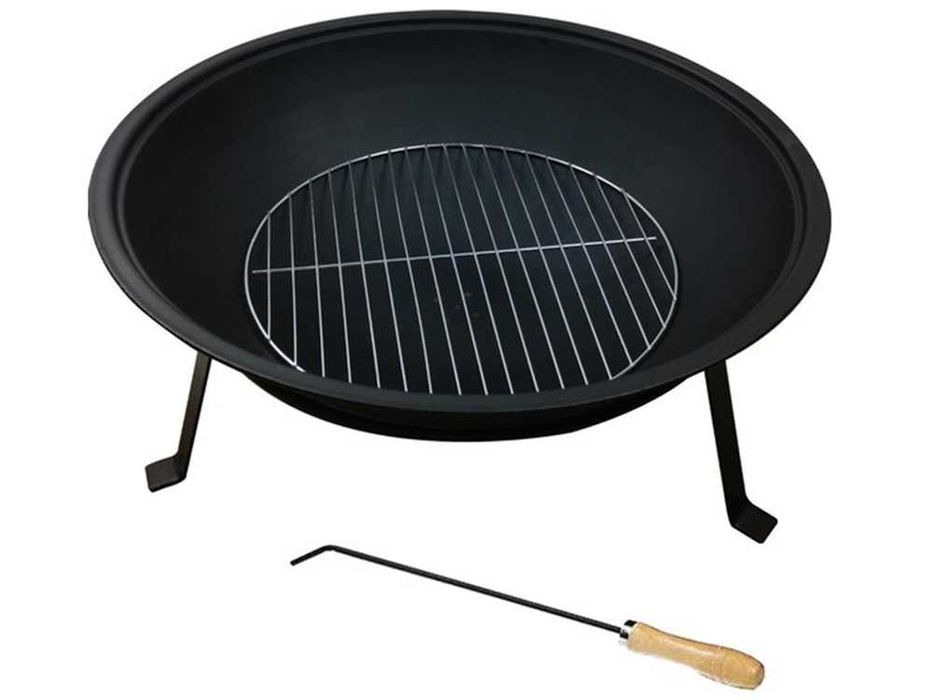 Vatra de foc cu suport si vatrai din lemn negru 55 x 27 cm