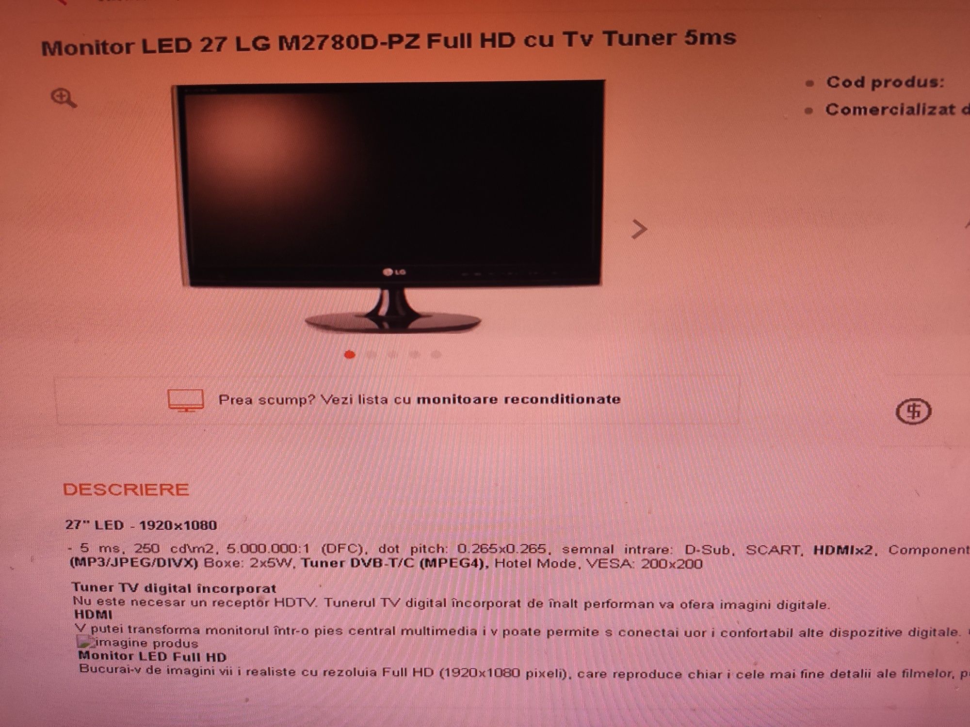 Monitor televizor LG Flatron M2780D