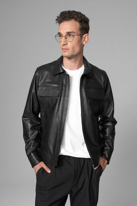 Jachetă din piele, bărbați Massimo Dutti, marim.L (Super Ofertă).