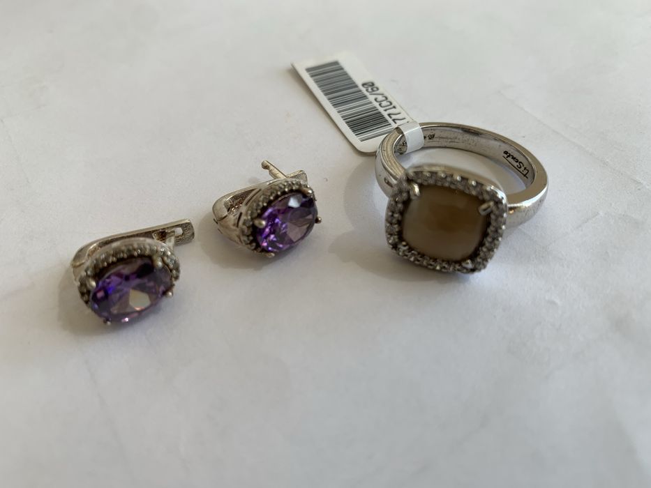 Серебряные серьги б/у кольцо новое