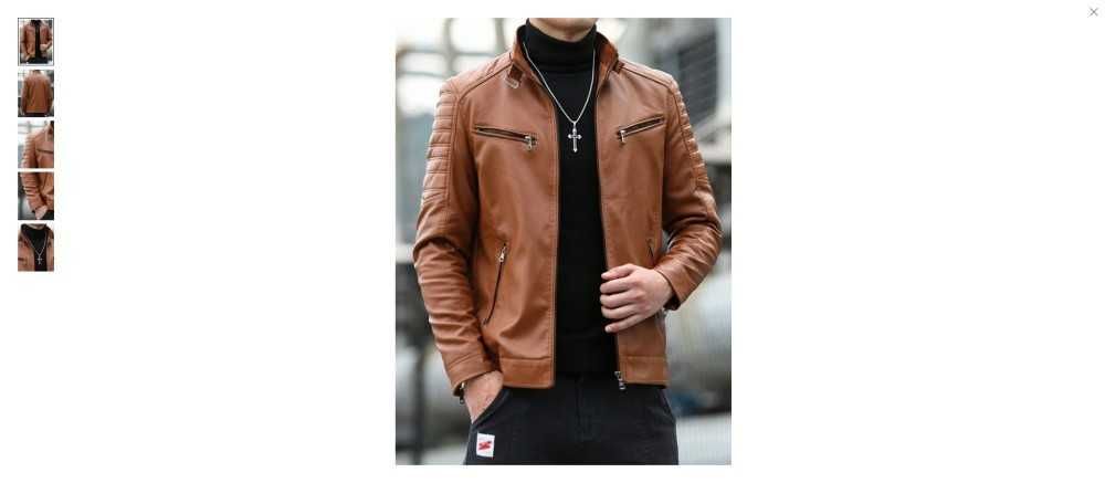 Geaca Jachetă minimalistă din piele pentru bărbați,- Marime L