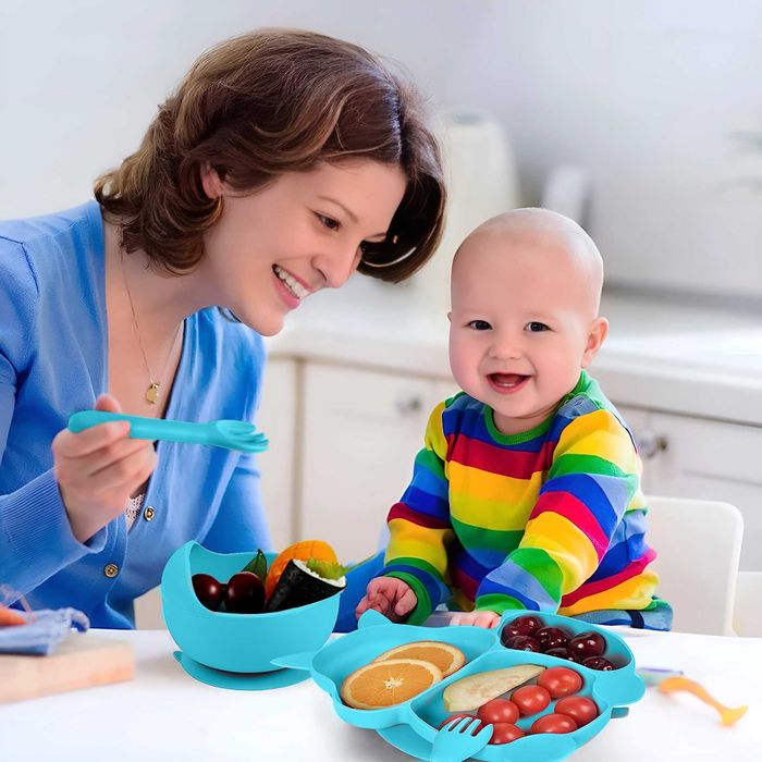 Set hranire pentru sugari, varsta recomandata 6 luni+, albastru