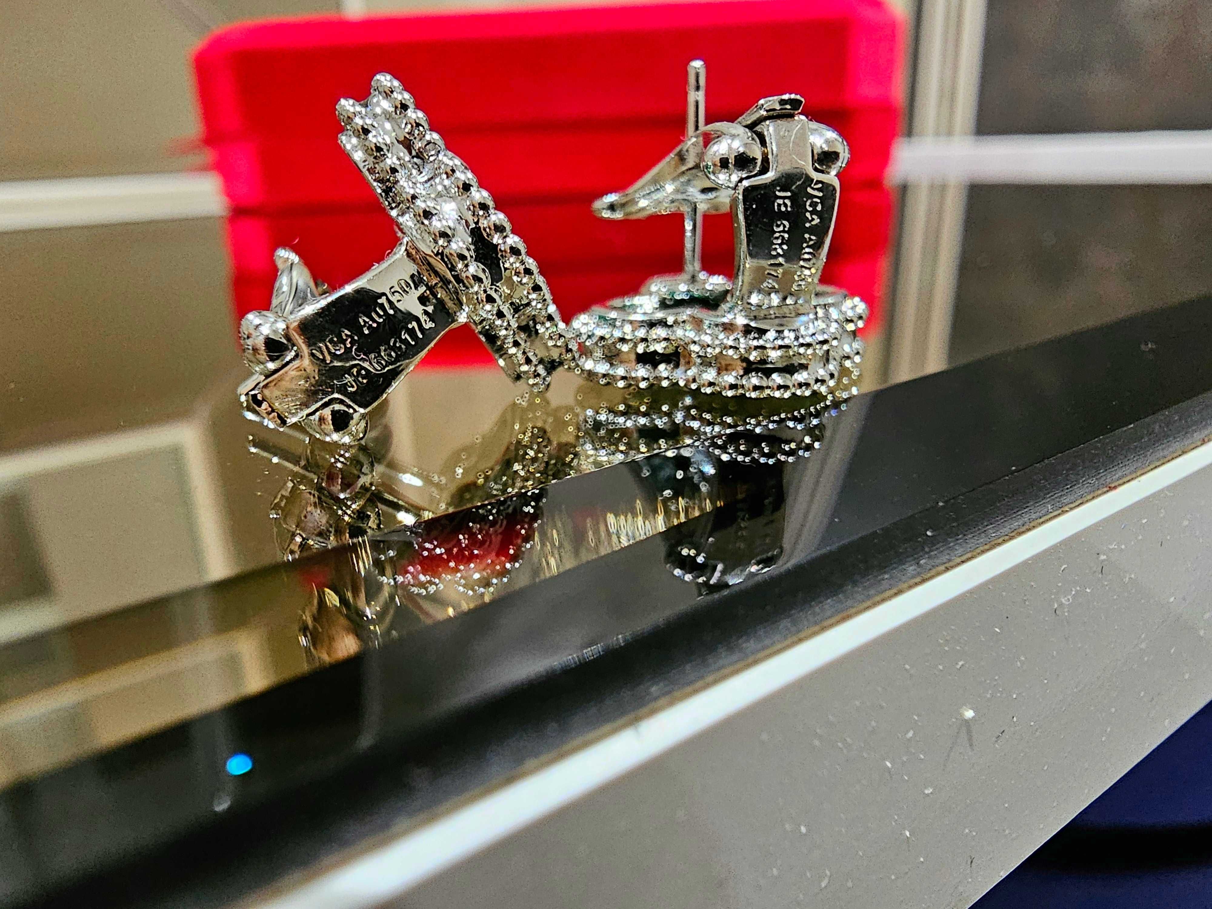 Van Cleef & Arpels VCA Silver Green Alhambra Clips Clover Дамски Обеци