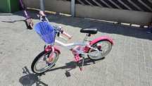 Bicicletă 16 inch 4-6 ani Btwin DOCTOGIRL Roz-Alb