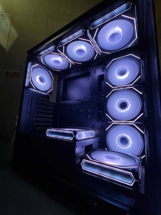 Carcasa noua PC acvariu + 9 Fan 120mm ARGB, cu telecomanda ATX, mATX