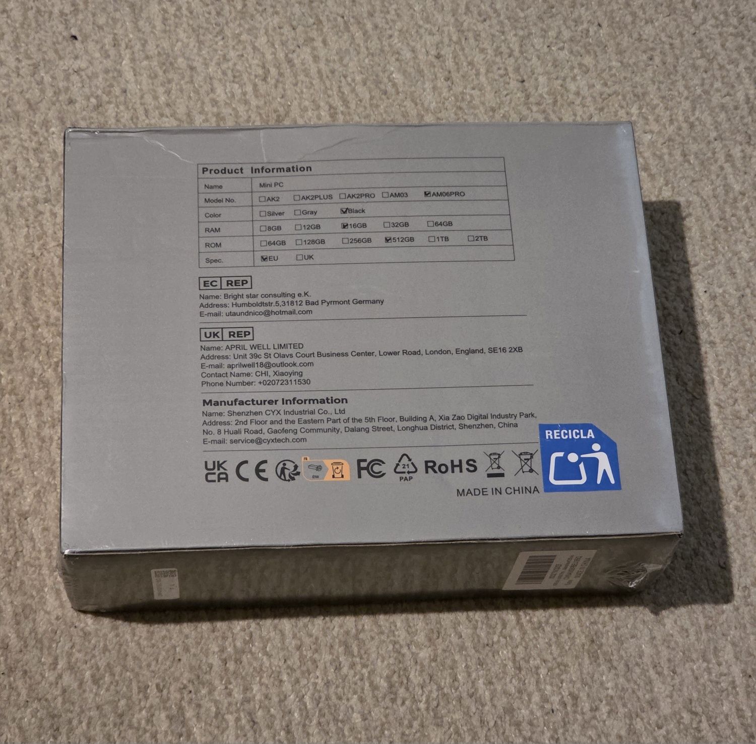 Mini PC Gaming NIPOGI AM06PRO AMD Ryzen 5 5500U 4GHz, 16 GB RAM, 512GB