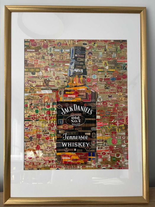 Картина колаж от бандероли на пури Джак Даниелс Jack Daniels уиски