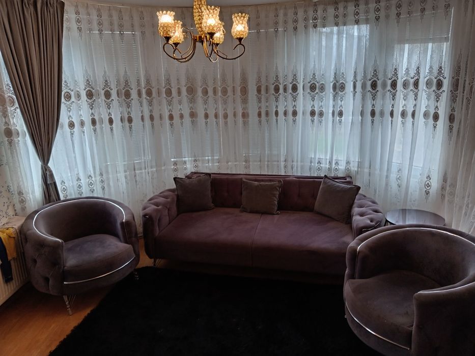 диванен комплект в тъмно сив цвят