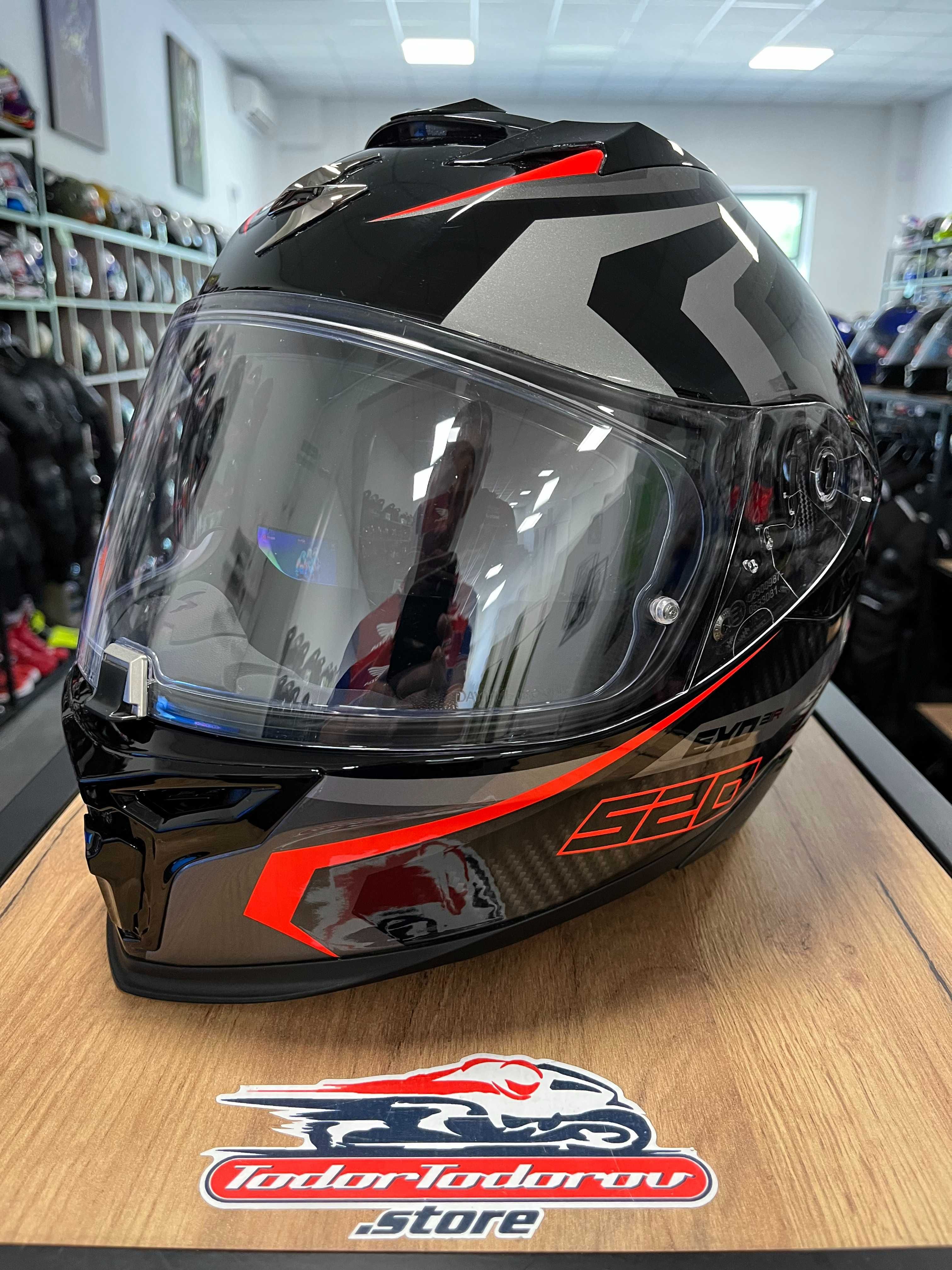 Мото Каска SCORPION EXO-520 EVO AIR TERRA BlacK/Red ,L 59-60 см.очила!