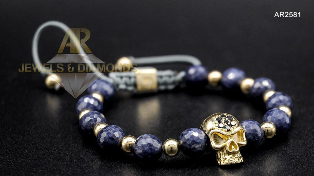 Bratara Aur 14 K cu DIAMANTE NEGRE Skull Collection AR JEWELS(AR2581)