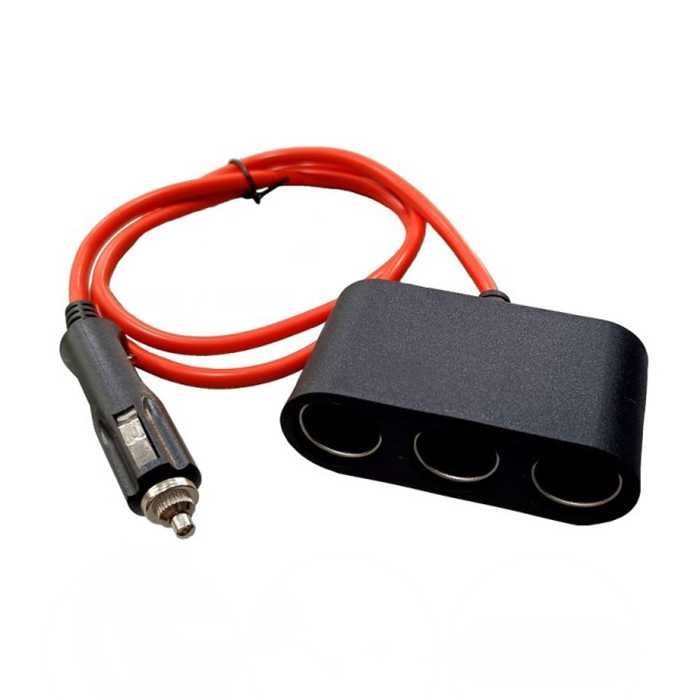Разклонител за запалка 12V/24V – 3 гнезда, 180W, с подсилен кабел 1.5м