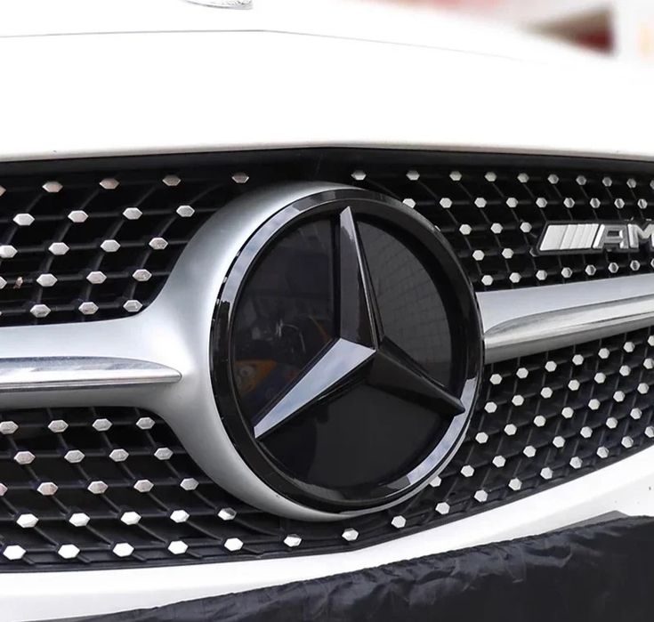 Carcasa Emblema Grila Mercedes Benz 18.8 cm Negru Lucios
