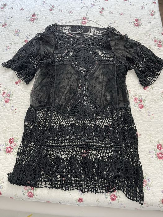 Rochie dantela, model deosebit, culoare neagra