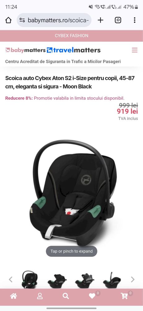 Scoica auto Cybex Aton S2 + baza Cybex compatibila