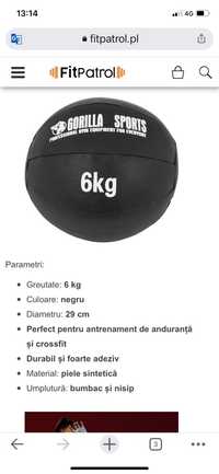 Minge medicinala medicală din piele 6 kg Crossfit pt antrenare muschi