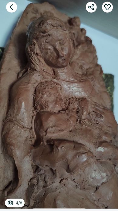 ceramică,, Fecioara cu pruncul " handmade
