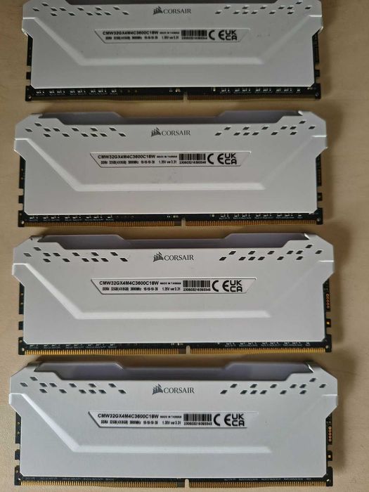 Memorie Corsair Vengeance RGB PRO White 32GB, DDR4, 3600MHz, CL18 4x8