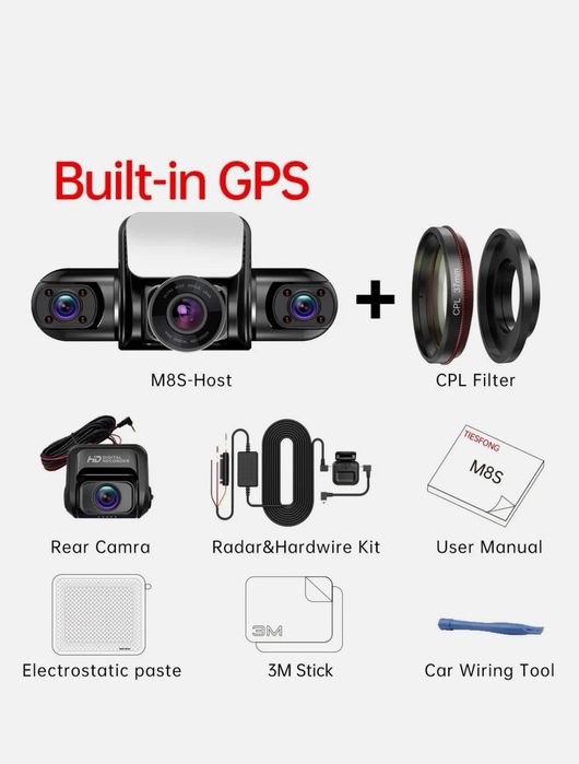 Cameră auto 360° M8S 4 canale HD 4*1080P DVR auto cu înregistrare vide