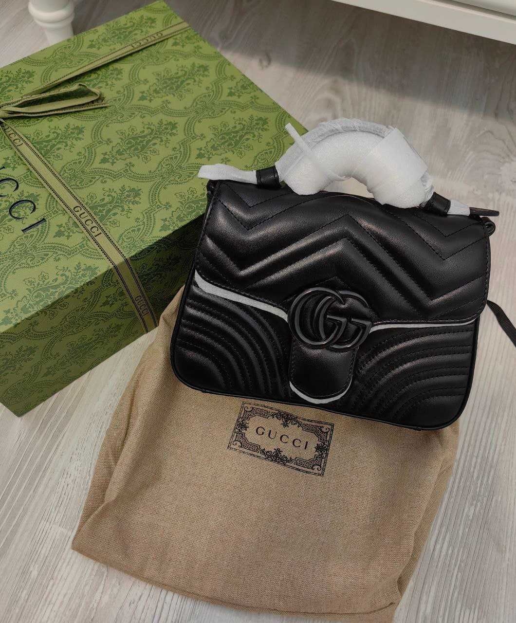 Дамска Чанта Gucci MARMONT Mini TOP HANDLE BAG 100% Leather