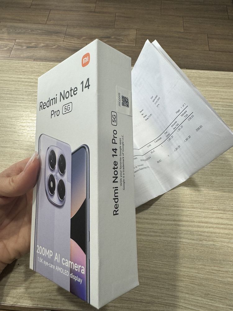 Xiaomi Note 14 Pro, 8GB RAM, 256GB, 5G, Black, NOU/Sigilat, Garantie!