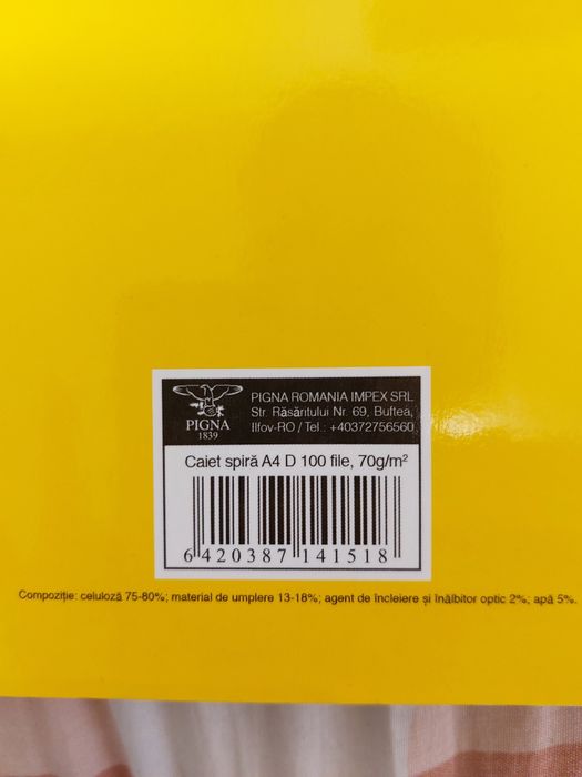 Caiet spiră A4 100 file