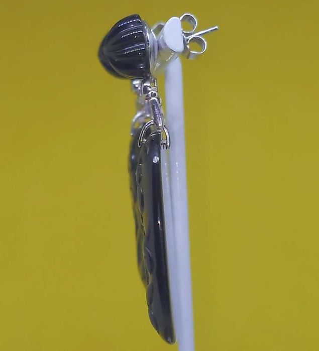 Cercei argint cu onix sculptat și zirconia – 13 g