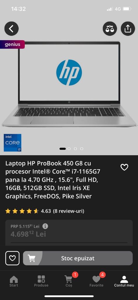 Laptop HP cu garantie ca nou, neutulizat