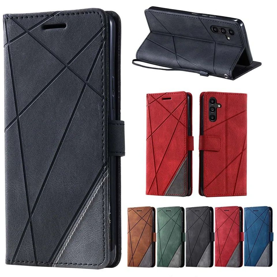 Samsung Galaxy A56 A16 A15 A25 / TRIANGLE Кожен калъф тип тефтер