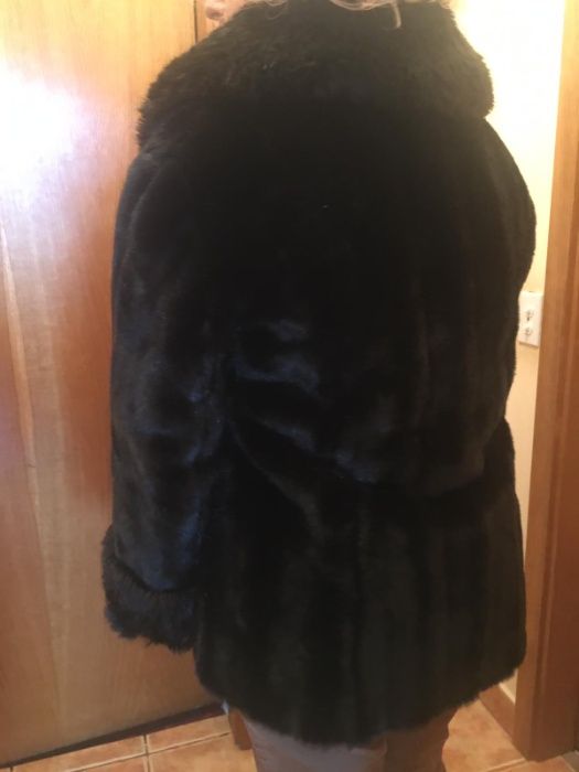 haina scurta din blana artificiala brun, marimea 50