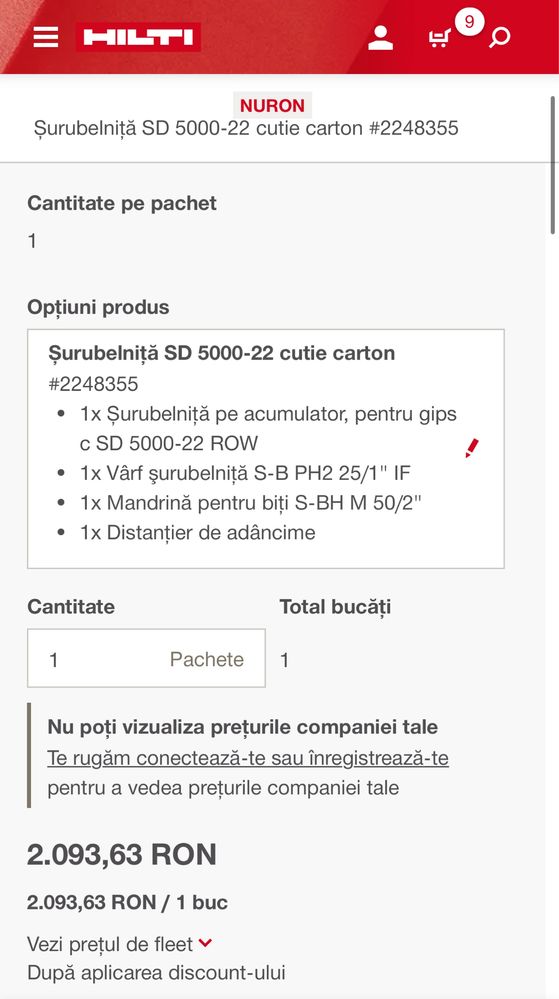 Șurubelniță Hilti SD 5000-22 pt gips/rigips Nuron