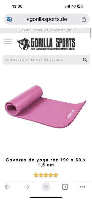 Saltea yoga Lux profi Covoras de yoga roz 190 x 60 x 1,5 cm