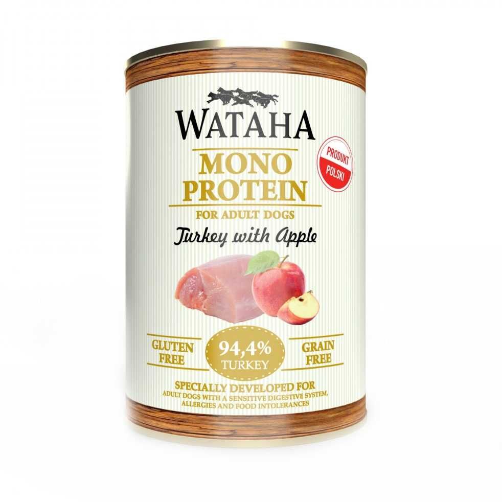 Conserva Wataha MONO PROTEIN Caine Adult, 94,4%Carne, Mar&Curcan, 400g