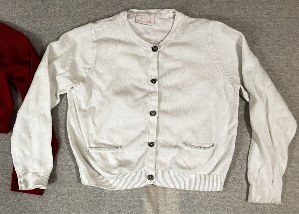 Set bolero cardigan alb rosu