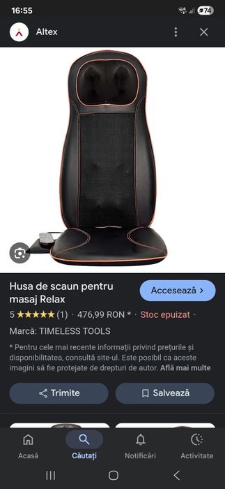 Scaun de masaj cu telecomanda