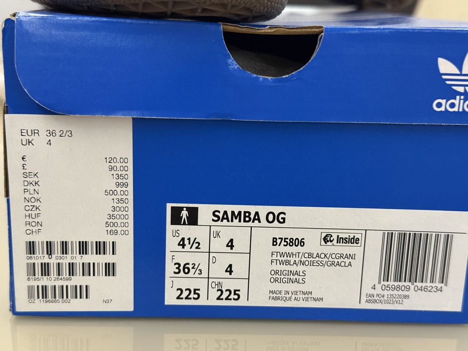 Adidasi Samba, noi in cutie. Marimea 36 2/3