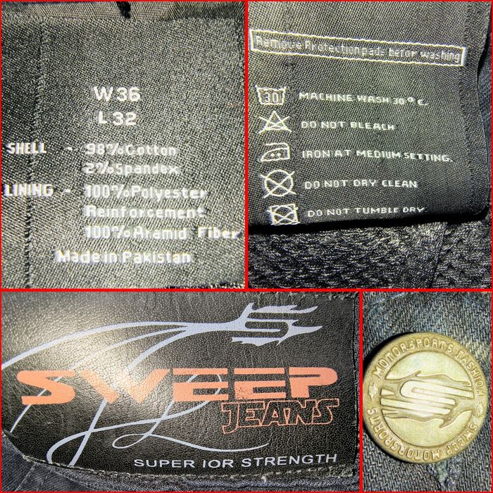 Blugi moto cu Kevlar și protecții, Sweep, W36L32