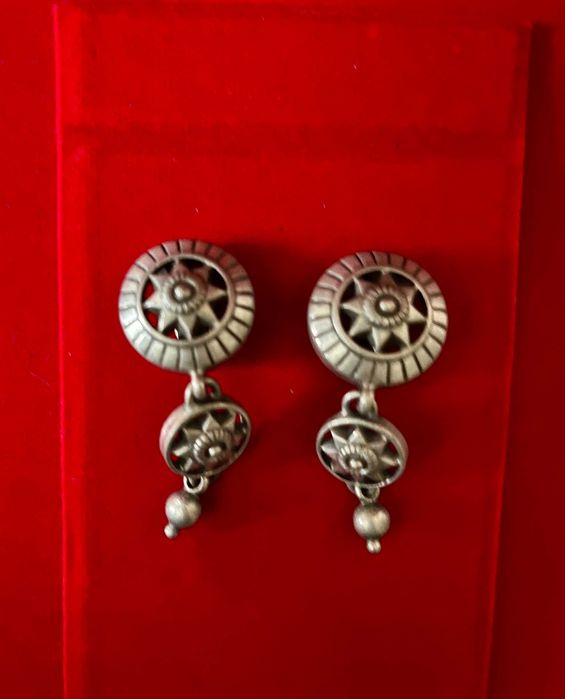Cercei clipsuri vintage-Art Deco-metal argintat-Franta