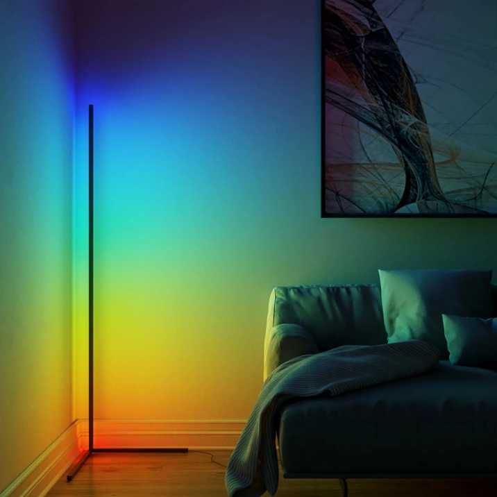 Напольный угловой LED торшер с RGB подсветкой, светильник - ночник