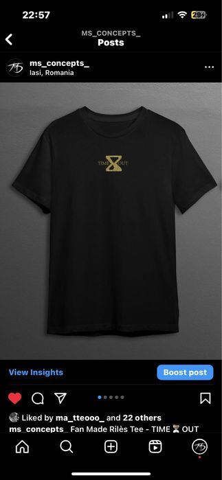 Tricou Custom Riles Sundayz (print auriu)