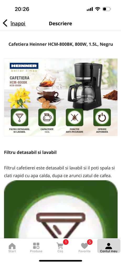 Cafetiera 1,5 litri neagra