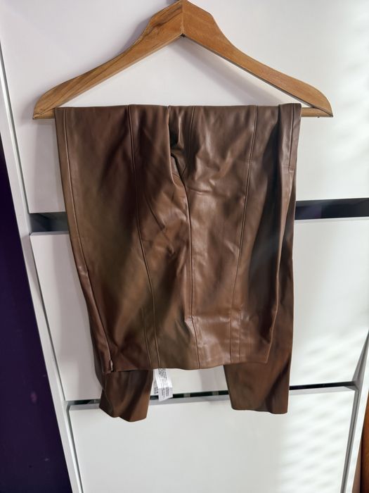 Кафяв кожен клин zara