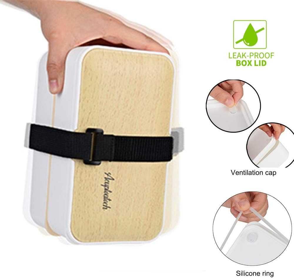 Кутия за обяд Bento Box, херметична, без BPA, 1200 мл, с прибори
