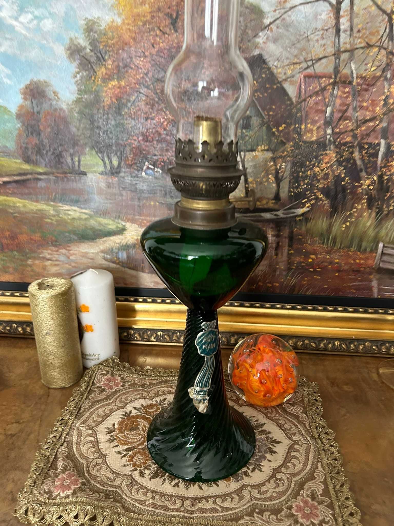 DN884 Superba lamba de sticla petrol 57cm inaltime si 13 cm d